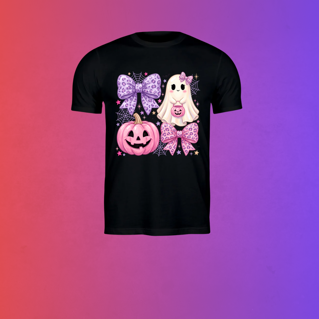 Girly Ghost & Pumpkin Halloween Tee