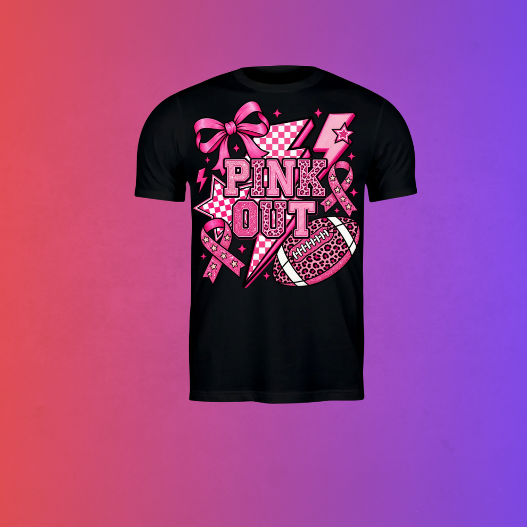 Pink Out Football Breast Cancer Awareness T-Shirt