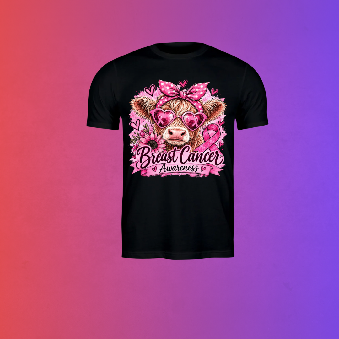 Breast Cancer Awareness Cow T-Shirt – Pink Ribbon Tee