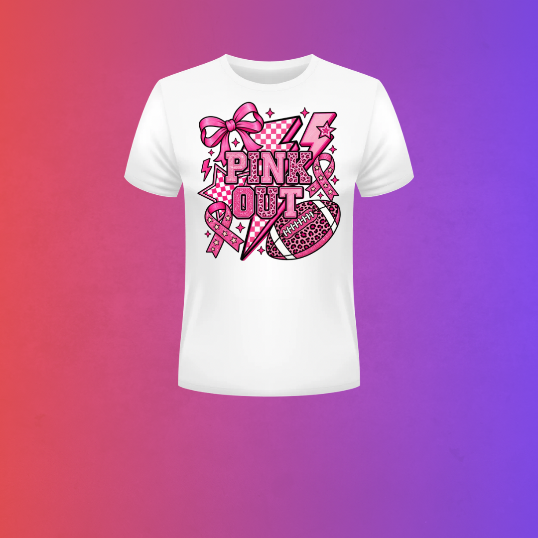 Pink Out Football Breast Cancer Awareness T-Shirt