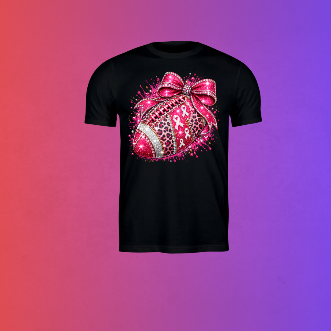 Breast Cancer Awareness Football T-Shirt – Pink Ribbon Tee