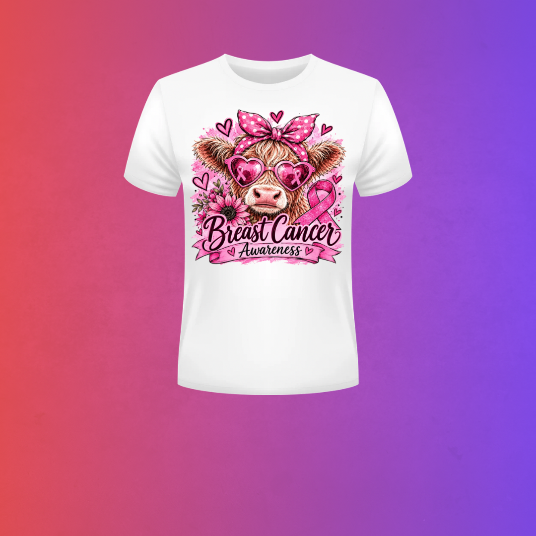 Breast Cancer Awareness Cow T-Shirt – Pink Ribbon Tee