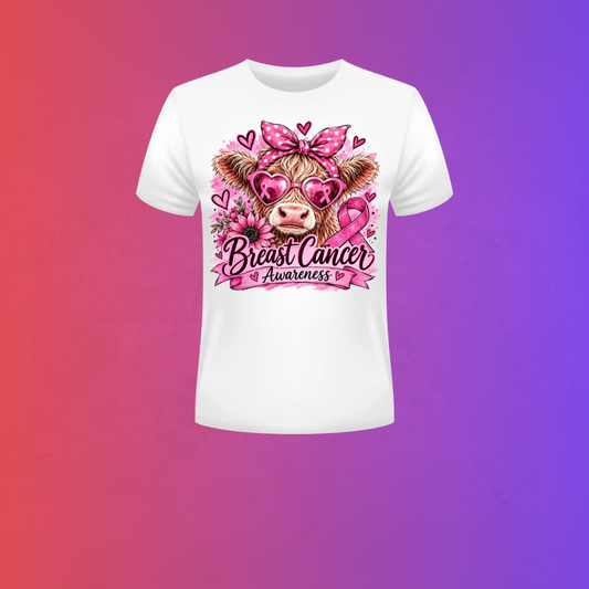 Breast Cancer Awareness Cow T-Shirt – Pink Ribbon Tee