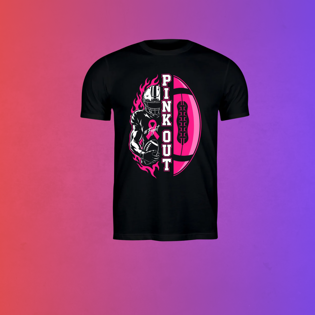 Pink Out Football Player Breast Cancer Awareness T-Shirt