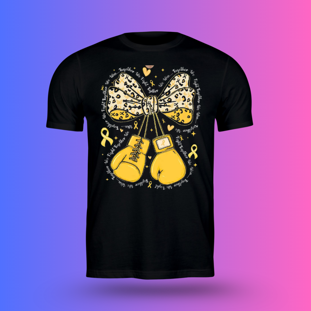 Gold Ribbon Boxing Gloves | Childhood Cancer Awareness Shirt