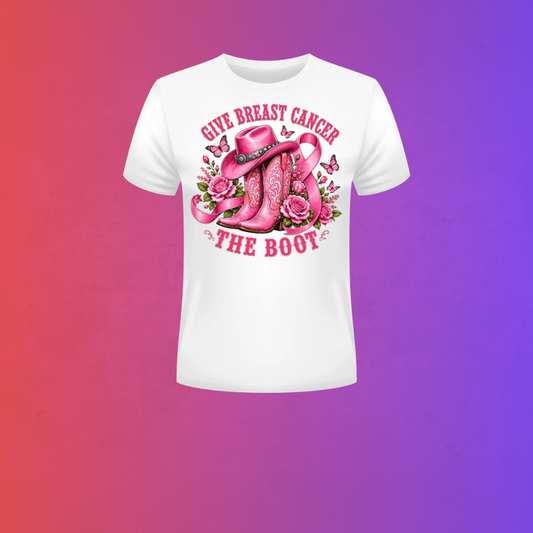 Give Breast Cancer the Boot Western Awareness T-Shirt