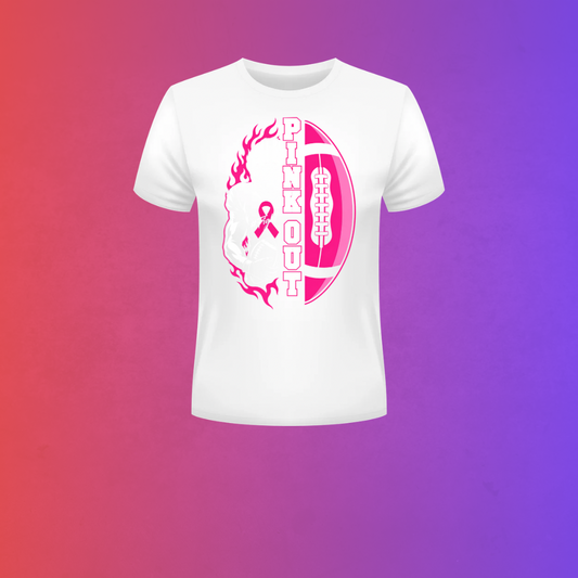 Pink Out Football Player Breast Cancer Awareness T-Shirt