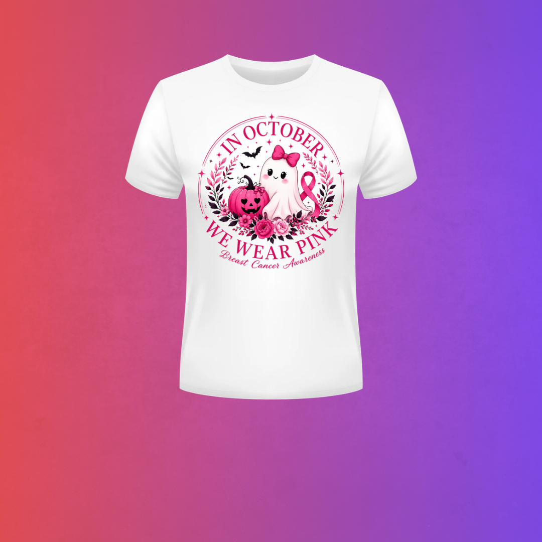 In October We Wear Pink Ghost Awareness T-Shirt